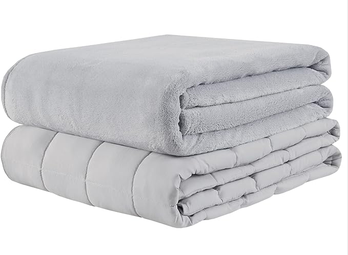 Degrees of Comfort Weighted Blanket 30 lbs for Adult, King Size Weighted Blankets with Removable Washable Plush Cover, Micro Glass Beads Technology, Warm Heavy Throw for Queen King Bed 80x87 Grey