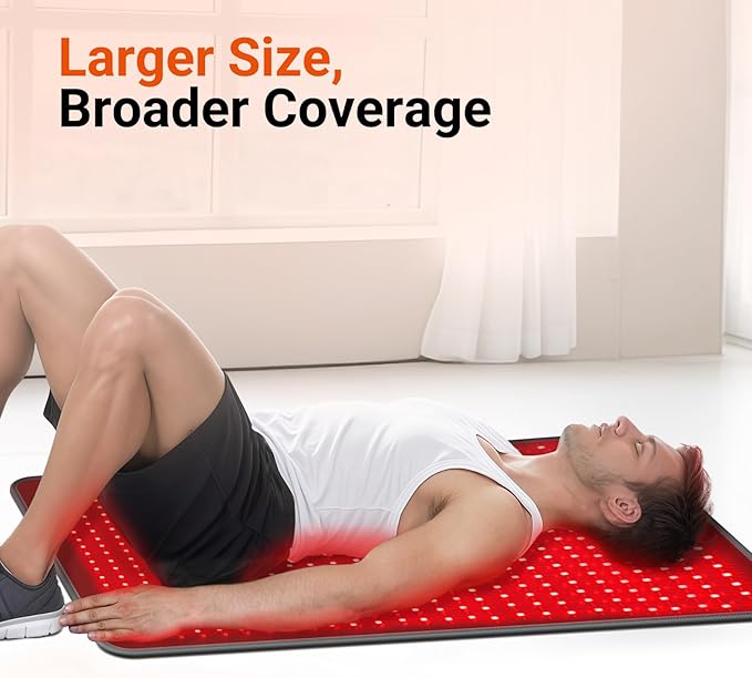 Comfytemp 41.5'' x 26'' Red Light Therapy Mat for Body, Large Near Infrared Light Therapy Pad with 560 LEDs, 660nm & 850nm Light Blanket for Back Belly Knee Waist Leg Joint Muscle, 96W