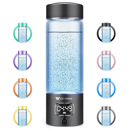 Hydrogen Water Bottle Generator with SPE/PEM–Portable Molecular Hydrogen Rich Water Machine, Rechargeable,5000 ppb,LED Timer for Home, Office, Travel, Sports,Birthday & Christmas Gift