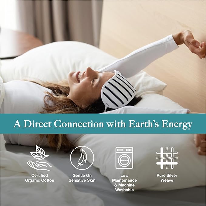 Fitted Grounding Sheets for Earthing, 5% Silver Fiber + 95% Certified Organic Cotton for Better Sleep and Pain Relief. Deep Pockets. Includes Grounding Wristband & Cords (Cali-King)