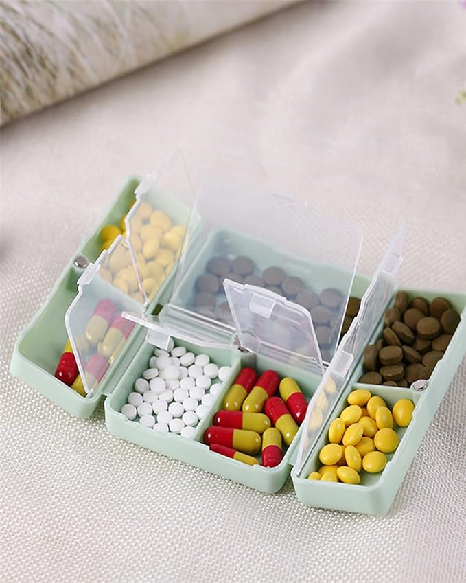 Travel Pill Case for Purse, 7 Compartments Portable Travel Pill Box, Pill Organizer with Unique Magnetic Design Portable Pill Organizer Portables Pocket Pill Box Dispenser Pill Holders for Traveling