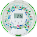 Automatic Pill Dispenser，Lock 28-Day Medication Organizer, Up to 6 Doses Per Day, 6 Dosage Templates, Sound & Light Alerts & Key for Vitamins, Supplements (Frosted Lid)