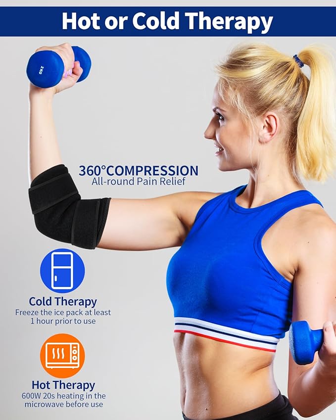 2 PCS Gel Ice Pack Wrap with Straps for Knee,Elbow,Shoulder,Wrist & Back,Reusable Ice Packs for Injuries, Inflammation & Recovery Hot Cold Therapy Long Style
