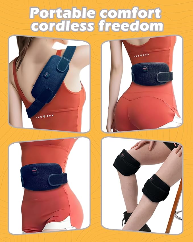 Portable Electric Heating Pad Cordless Period Heating Pad for Menstrual Cramps Pain Relief Back Cordless Period Small Rechargeable Wearable Battery Powered Lower Black Battery