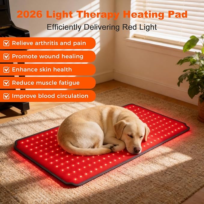 29.5"*13.8" Red Light Therapy Pad for Dogs Body, 270 LEDs Redlight Therapy Wrap with Timer, Heating Mat Products with Band for Back Belly Leg Knee Thigh, Gifts for Men, Women, Pets Dog