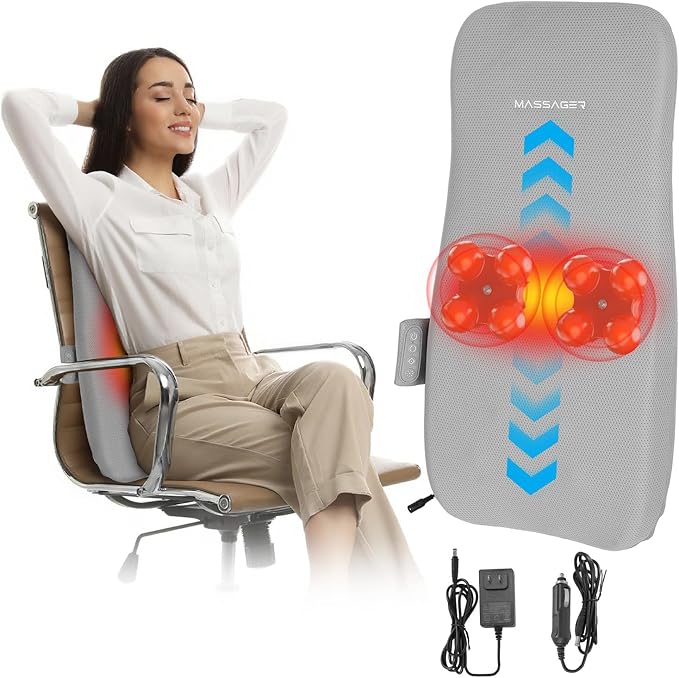 Full Body Electric Massage Mat with Heat, Vibration Back Massage Pad Cushion with Inflatable Head Pillow and Lumbar Pillow, 10 Vibration Motors 3 Timers (28"x14")