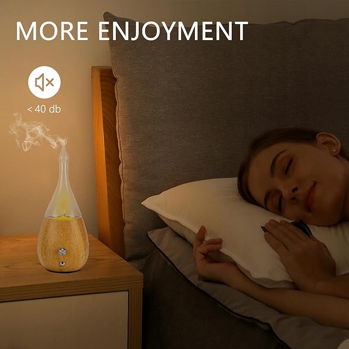 Lychee Essential Oil Diffuser Humidifiers, 7 Colors Light Setting, Quiet Diffuser, Small Aromatherapy Diffuser with Wood Grain Base for Home Bedroom Office Yoga Nice Gift