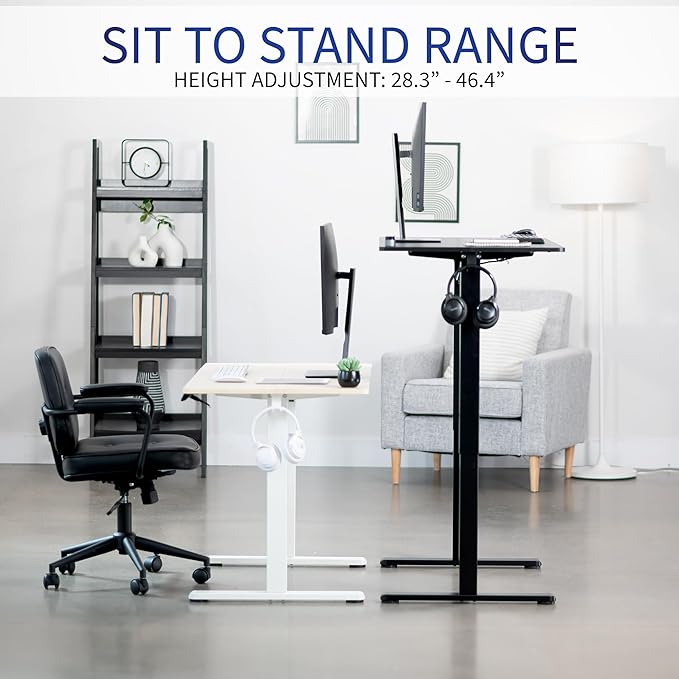 VIVO Electric 44 x 24 in Standing Desk, Memory Height Adjustment, White Top White Frame, DESK-E144W
