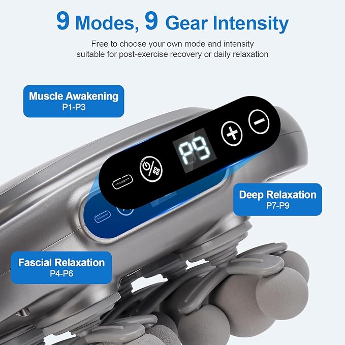 IeBilif Massage Gun, 22 Head Foot Back Neck Shoulder Massager with Adjustable Multi-Modes & Intensities, Fascia Gun for Athletes, Birthday Gifts for Men