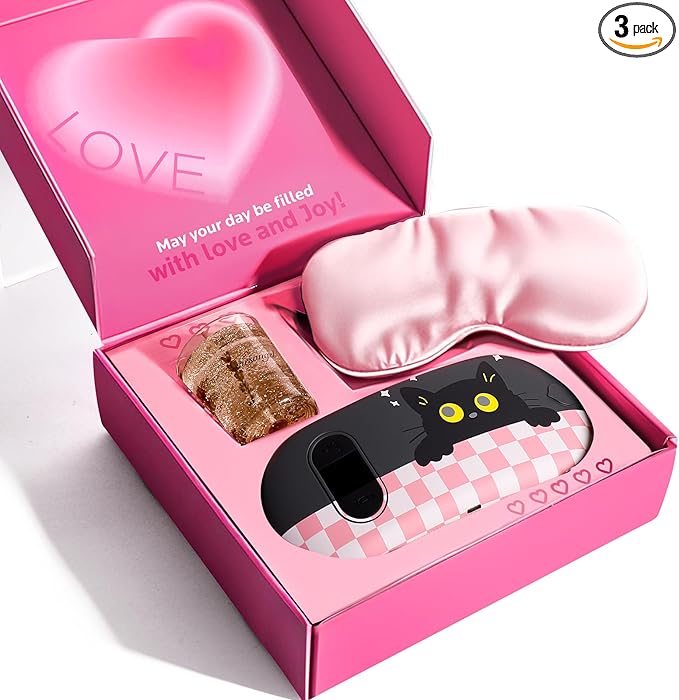 Portable Cordless Heating Pad, Heating Pads for Period Cramps, Back Pain with 6 Heat Levels 6 Massage Modes, Gift Set for Women