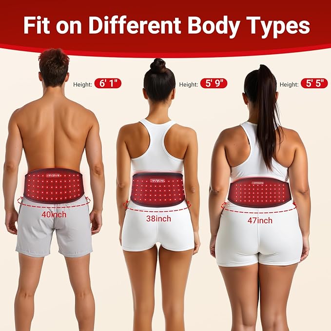 Comfytemp 5000mAh Portable Red Light Therapy Belt for Body, Near Infrared Light Therapy Wrap, 13W Wearable Light Wrap for Lower Back Waist Belly Joint Muscle, 50''x7''