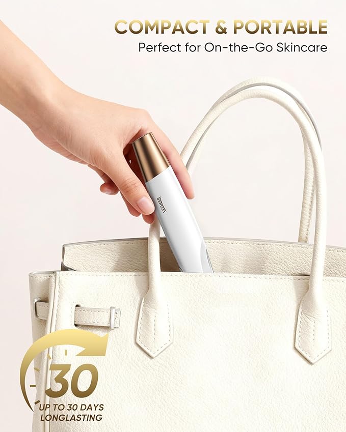 Sonic Smooth Dermaplane for Women Face: Electric Dermaplaning Tool for Flawless Skin - Non-Irritating Peach Fuzz & Facial Hair Remover w/8 Refill Blades&LED Light, Perfect Razor Gift for Her (White)