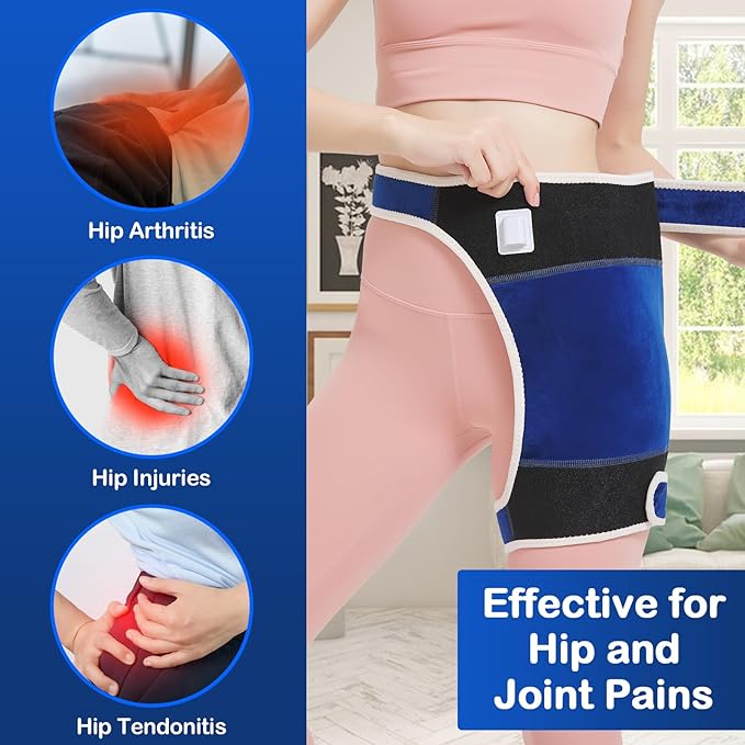 Hip Heating Pad for Hip Pain Relief,Hip Support Brace for Sciatica Pain Relief,Heated Hip Brace with Auto Shut Off,Lower Back/Thigh/Buttock Electric Heat Pad for Men Women,86℉-158℉ Adjust