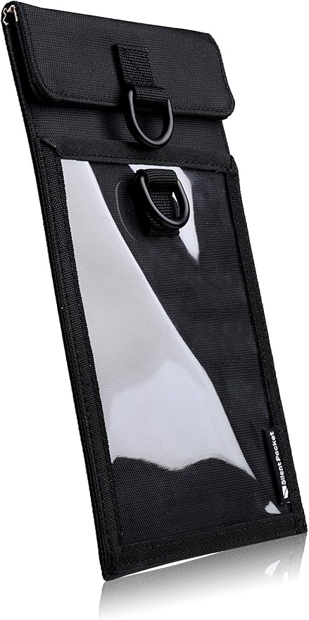Silent Pocket SLNT Lock Out Tag Out Locking Cell Phone Faraday Sleeve Weatherproof Nylon, Loto Signal Blocking Device Shielding for Most Phones, Keyfobs - Privacy & Anti-Hacking (Black, Medium)