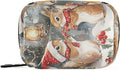 Christmas Squirrels Watercolor White Travel Pill Organizer Case Box Container Weekly Portable Vitamin Medicine Holder Storage Bag with Zipper Removable