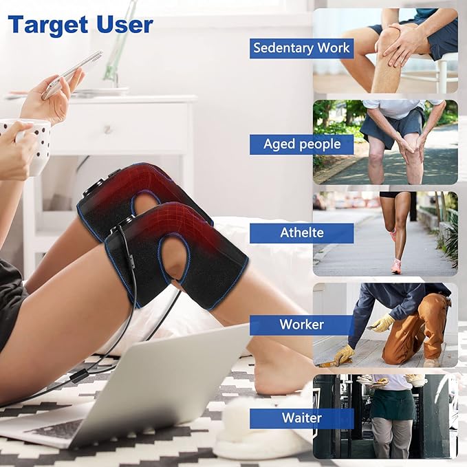 CINCOM Heated Knee Massager, Air Compression Knee Massager with Heat for Pain Relief Brace Wrap for Arthritis,Injury,Joint Pain 3 Modes & 3 Intensities (A Pair)