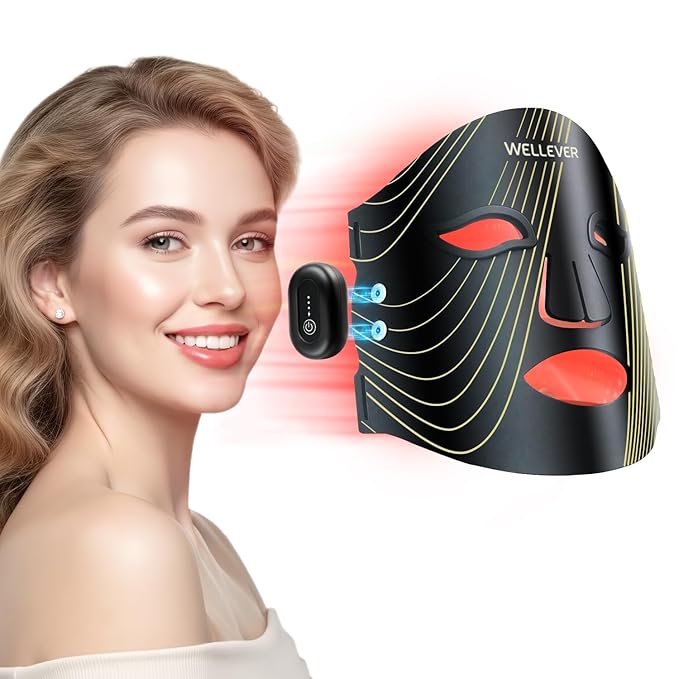 Red Light Therapy Mask for Face, 4 Mode Wireless Face Mask with 850nm Near Infrared, Portable Rechargeable and Ergonomic Design for Home & Travel