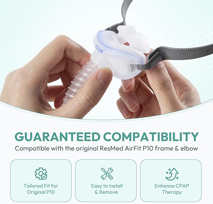 2 Packs Replacement Nasal Pillow Cushion for ResMed AirFit P10, Ultra-Soft Silicone, Better Sealing, Minimize Leakage, Reduce Pressure Points, CPAP Supplies Accessories, Size Small