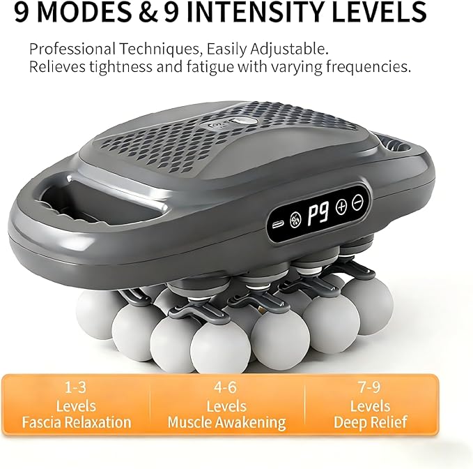 shupti 16 Head Massage Gun Deep Tissue, 9 Speed Adjustable Percussion Massager for Muscle Tension Relaxation - Quiet Portable Electric Massager for Back, Neck, and Shoulder