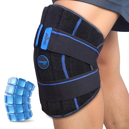 NEWGO Cold Therapy Knee Ice Pack Wrap, 2 Hours Long-Lasting Relief for Knee Replacement Surgery, Injuries, Swelling & Post-Surgery Recovery, Reusable Gel Ice Pack for Sports Injuries