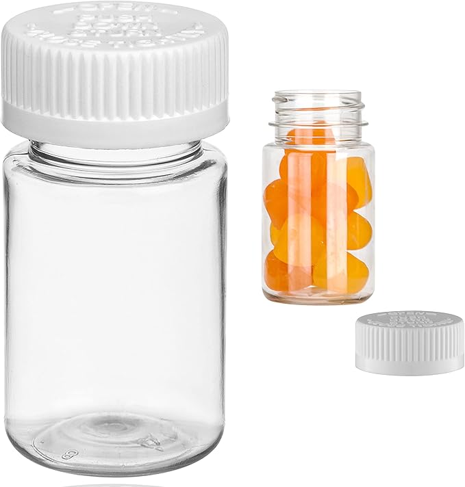 4 Empty Clear Plastic Pill Bottles Medicine Container Vitamin Capsule Holder 2oz