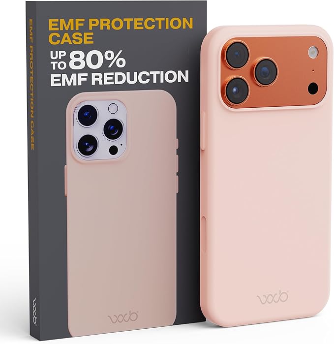 WAVEBLOCK EMF Protection Silicone iPhone Case Compatible with iPhone 17 Pro Max, Radiation Blocker, 5G Shield Reduction, Lightweight, USA Patented and Tested in FCC Lab, Pink