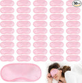 Aneco 50 Pieces Blindfold Sleep Mask Bulk Eye Mask Shade Cover with Nose Pad and Adjustable Strap for Travel Sleep Game Party Supplies, Light Pink