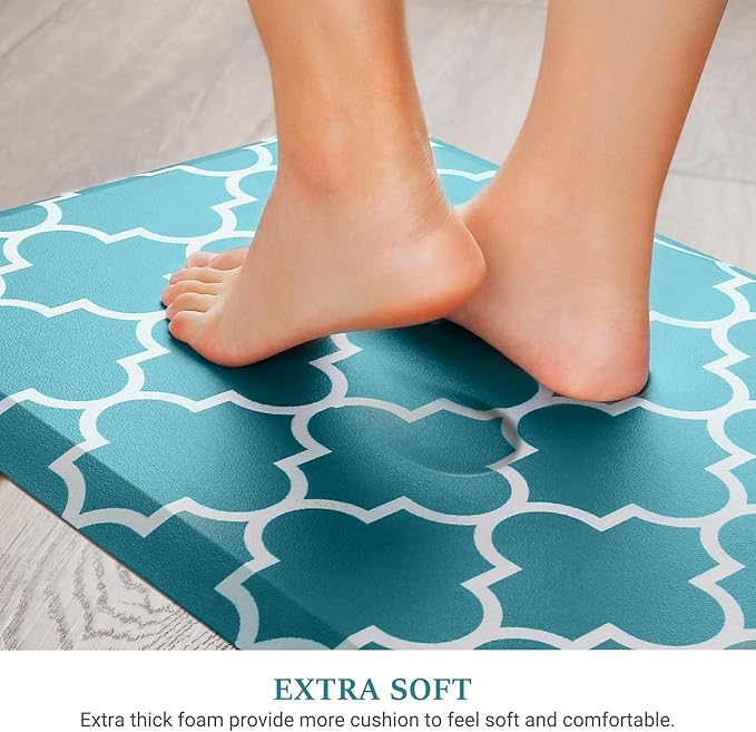 WISELIFE Kitchen Mat Cushioned Anti-Fatigue Kitchen Rug,17.3"x 39",Non Slip Waterproof Kitchen Mats and Rugs Heavy Duty PVC Ergonomic Comfort Mat for Kitchen, Floor Home, Office, Sink, Laundry, Green