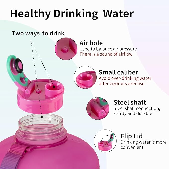 TOOFEEL 2 Liter Water Bottles - Half Gallon Water Bottle BPA Free - Ideal for Gym, Big Water Bottle，Reusable Sports Bottle with Measurements Marked Drink Container- Purple Blue Green Gradient
