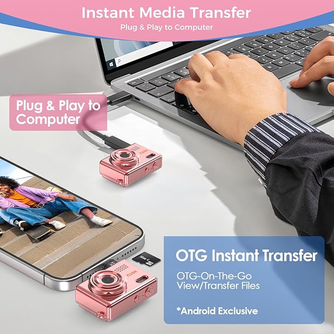Mini Keychain Digital Camera, Y2K Pocket-Size Mini Camera, 2MP 1080P Small Camera with 32GB Card, Video Recorder with Long Battery Life for Travel, Party and Vlog (Rose Gold)