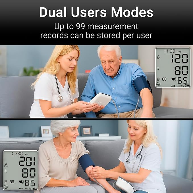 Vive Blood Pressure Monitor for Home Use – Digital Automatic Upper Arm BP Machine with Cuff, Accurate Blood Pressure and Heart Rate Monitor, Large Adjustable Cuff, Easy One-Touch Operation