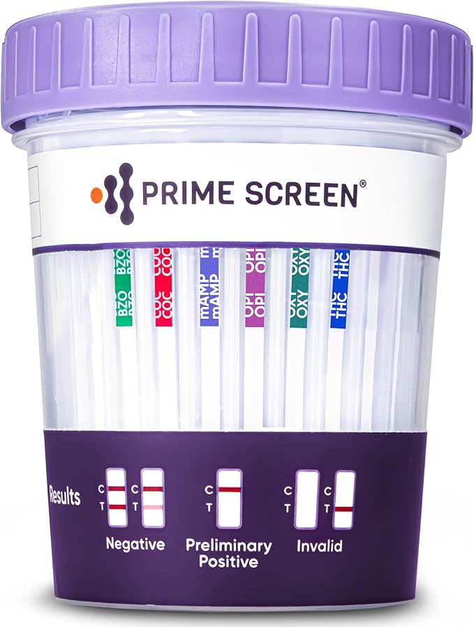 Prime Screen Multi Drug Urine Test Cup -6 Panel-Testing THC Marijuana(THC 50), BZO, COC, mAMP, OPI, OXY, C-CUP-CDOA-564 [25 Pack]