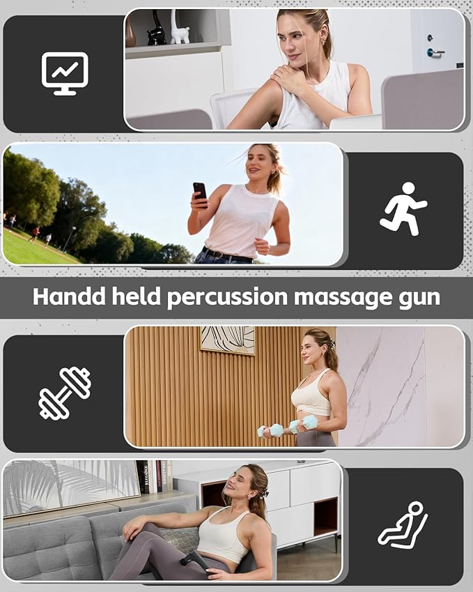 3-in-1 Massage Gun Deep Tissue with Extended Handle，Back Massager for Pain Relief, Portable Percussion Muscle Massager for Shoulder, Thigh, Waist & Neck (BlackGold)