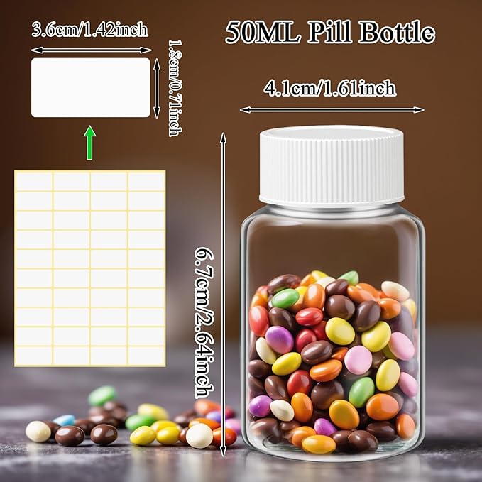 Lamoutor 30Pcs Clear Pill Bottle Plastic Medicine Bottle Empty Reagent Chemical Containers with Caps for Liquid Solid Powder Medicine 50ML