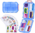Travel Pill Organizer with Medicine Labels, 10 Compartments Travel Pill Box Medicine Organizer Purse Pill Case Daily Pill Container (Blue, 189 Lables)