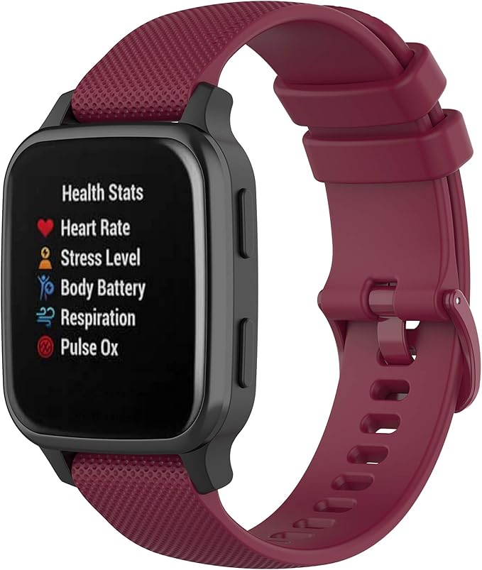 Compatible with Garmin Venu Sq Bands for Women Men, 20mm Quick Release Silicone Replacement Band Wristbands Straps Bracelet Fit for Garmin Vivoactive 3 Music, Forerunner 245 645 (Red)