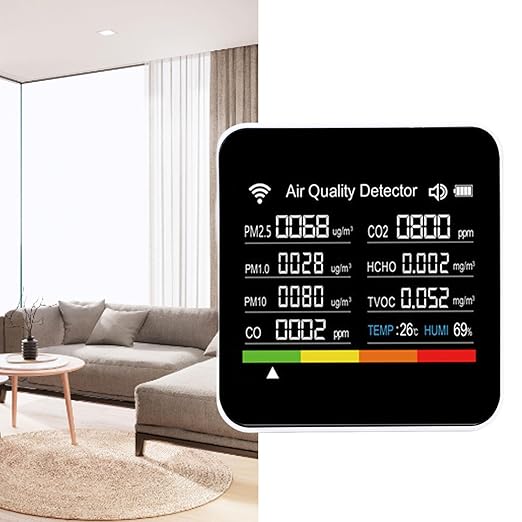 Air Quality Detector, 14 in 1 Smart Indoor Portable Air Quality Monitor, Meter with PM2.5 VOC Temperature Humidity Sensor and WiFi for Home Office Travel