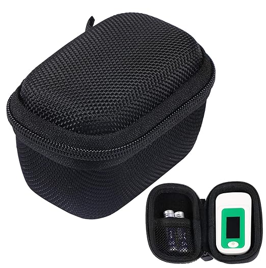 Hard Storage Case Bag for Fingertip Pulse Oximeter fits for Innovo Deluxe/Santamedical/Concord Sapphire Blood Oxygen Saturation Monitor, Black