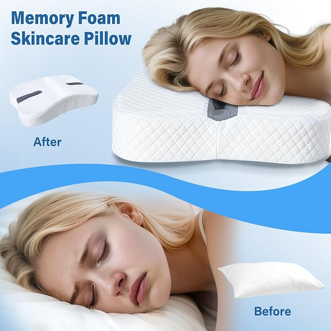 SAHEYER Anti-Snoring Pillow for Side Sleepers, Stop Snore Aid with Memory Foam, Orthopedic Pillow for Sleeper, Snoring Solution and Remedy, Anti-Snore Devices, White