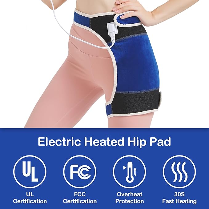 Hip Heating Pad for Hip Pain Relief,Hip Support Brace for Sciatica Pain Relief,Heated Hip Brace with Auto Shut Off,Lower Back/Thigh/Buttock Electric Heat Pad for Men Women,86℉-158℉ Adjust