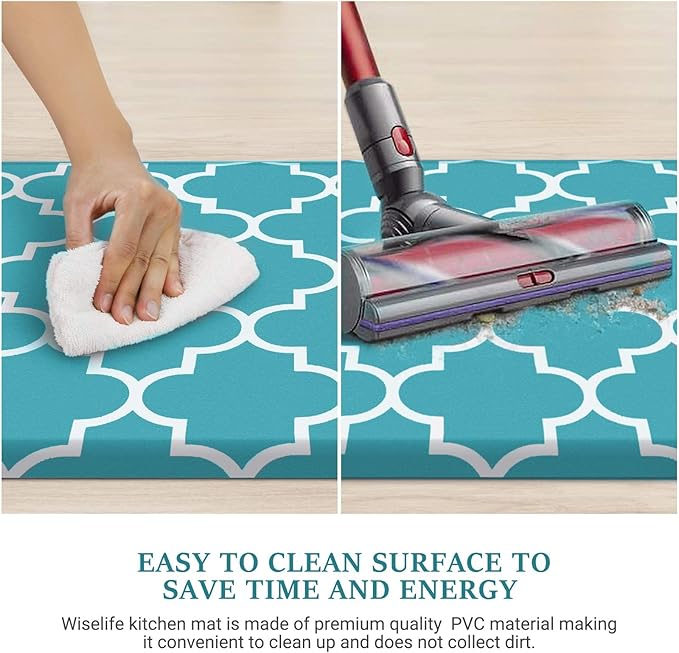 WISELIFE Anti Fatigue Floor Mat - 4/5 Inch Thick Kitchen Mat Non Slip Waterproof Heavy Duty Ergonomic Comfort Mat Durable for Home, Office, Sink, Laundry,(20" x 32", Green)