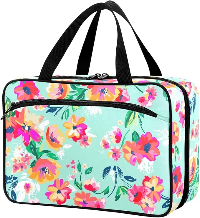 Naanle Pill Organizer Bag Travel Pill Bottle Medicine Organizer Home Storage Medication Bag for Vitamin Supplements, Watercolor Spring Flowers Empty First Aid Bag for Car Camping, 1.0 Count