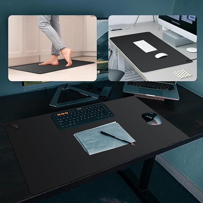 Urvoix Grounding Mat for Feet, 16" x 24"(2Pack) Earth Mat Grounding Pad for Bed Desk Office, Grounding Mat Kit for Wellness Energy, Improve Sleep, Reduce Anxiety w/ 15 Foot Cord & Conductive Test Pen