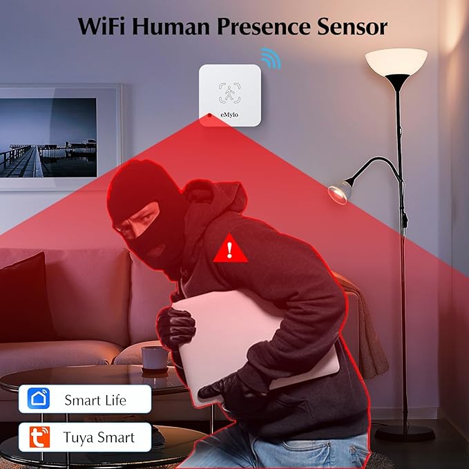 eMylo WiFi Human Presence Sensor, WiFi Millimeter Wave Radar Detection - No Hub Needed, 24/7 Smart Motion Detecter for Home & Business(2.4 GHz Wi-Fi Required) (Motion Sensor 1 Pack)
