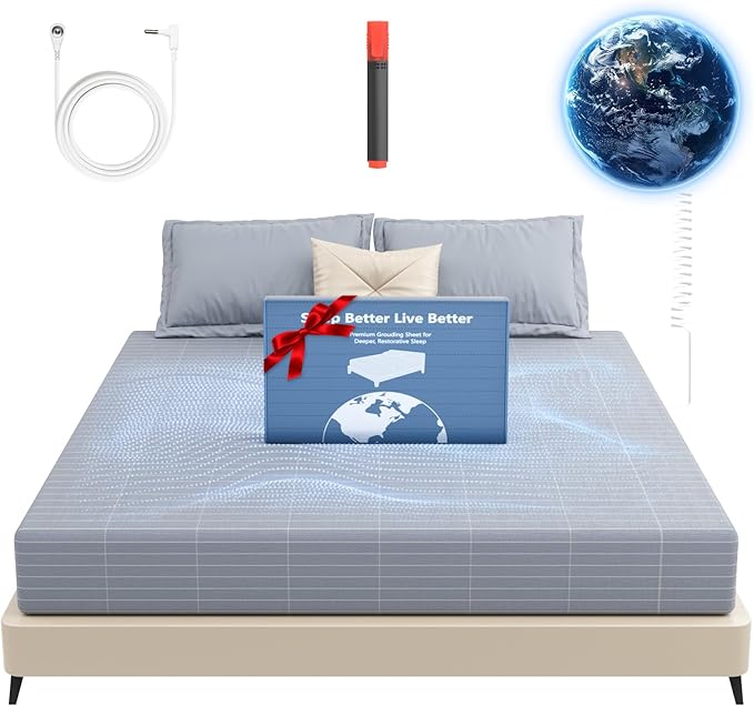 Grounding Sheets, 90% Organic Cotton+10% Pure Silver Fiber, Grounding Well Bed Sheets for Improved Sleep & Wellness, 15" Deep Pocket Grounded Sheets Fitted Earthing Sheets(Gray, King)