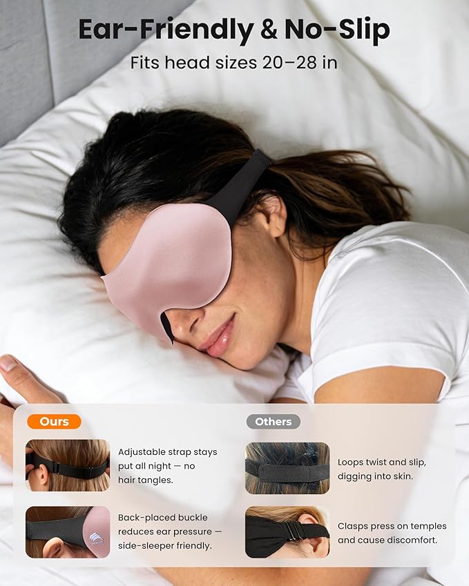 Sleep Mask for Men Women 3 Pack: 100% Blackout Eye Masks for Sleep - Zero Eye Pressure Eye Cover for Lash Extensions - Sleeping Mask for Airplane Travel Essentials Night