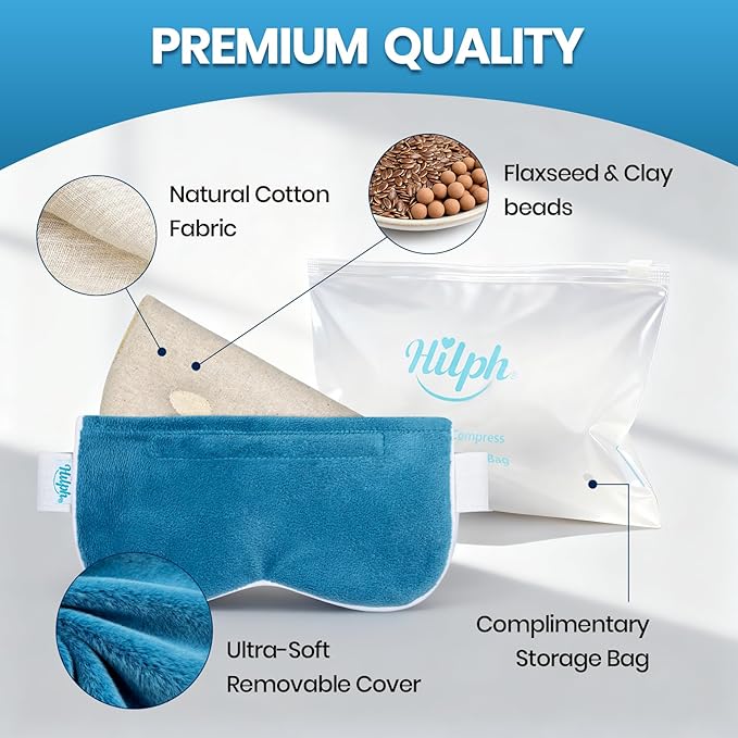 Hilph Microwave Heated Eye Mask for Dry Eyes with 3D Contoured - Zero-Pressure Design Moist Heat Therapy Warm Eey Compress to Relieve Stye, Fatigue, Migraine, Perfect for Sleeping & Meditation