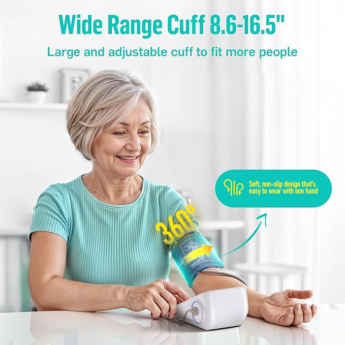 Runstar Upper Arm Blood Pressure Monitor with Wide Range Cuff (8.6'' -16.5'') for Home Use FSA&HSA Eligible, Automatic Digital BP Machine with Storage Bag, 2x99 Reading Memory