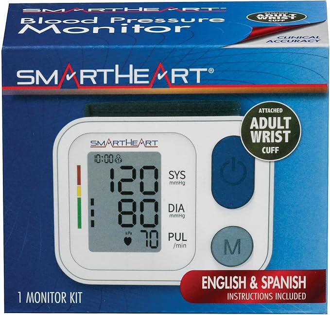 SmartHeart Blood Pressure Monitor | Adult Wrist Cuff | 2-Person Memory | 398 Total Reading Storage | Easy to Use | Automatic Inflation and Deflation