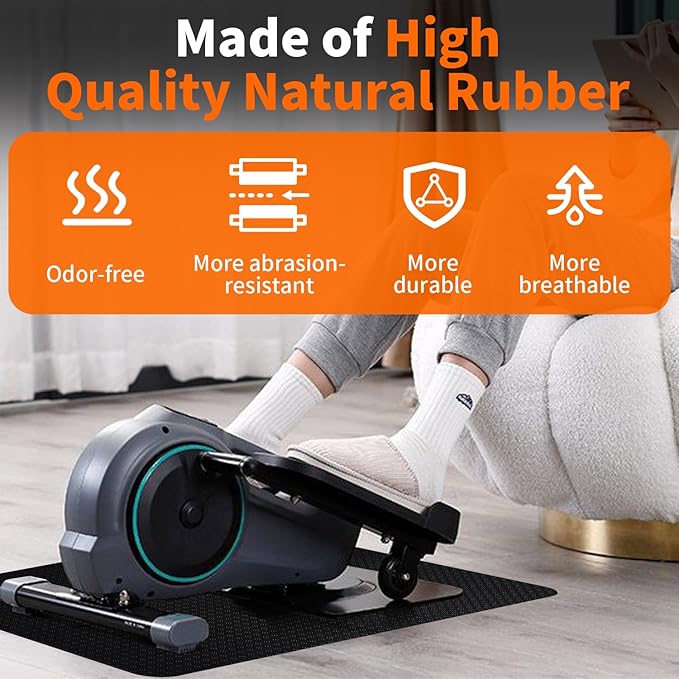 Double-Sided Non-Slip Workout Mat for Elliptical Machine, 23.6" x 17" Stepper Mat for Under Desk Ellipticals & Pedal Exercisers, Stability & Floor Protection, Compatible with Vibration Plate
